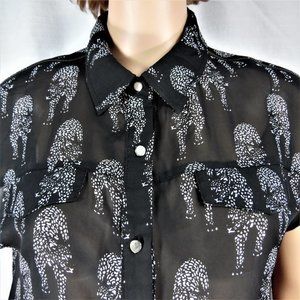 Timing Button Down, Leopard Cat Print Top